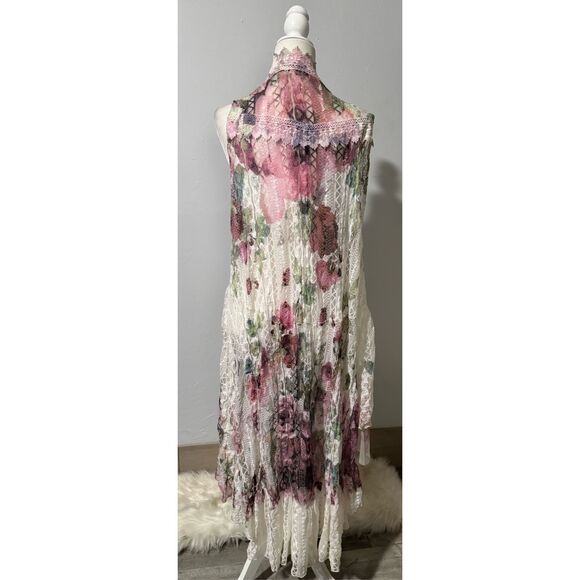 Origami Duster bohemian floral lace kimono cardigan XL - Picture 5 of 12